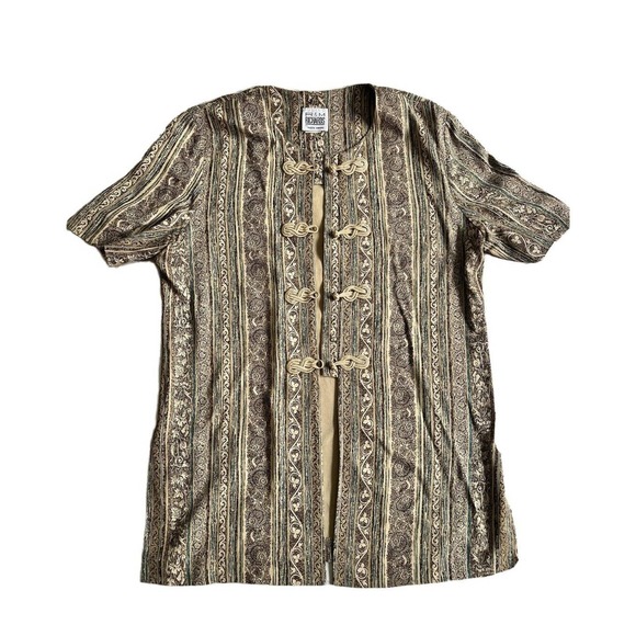 Vintage R&M Richards Karen Kwong Embroidered Hook Closure Shacket Tunic Women 12 - Picture 1 of 10